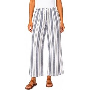 Roxy Womens Linen Blend Crop Pant Blue White Striped XS New RN 169498